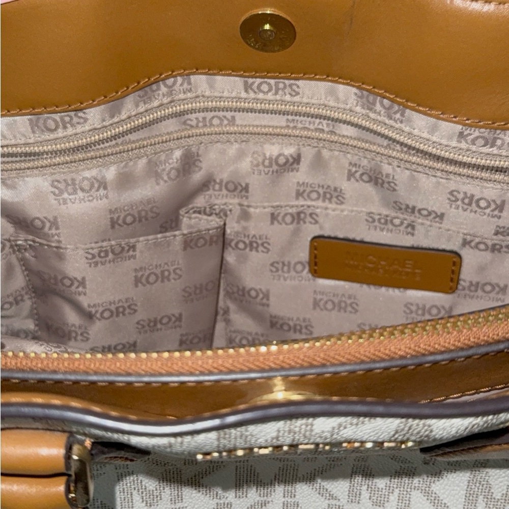Michael Kors White and Brown Satchel - Picture 6 of 7